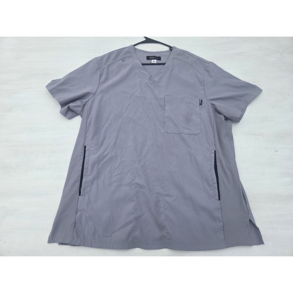 Koi Lite Scrub Top Womens XL Gray Stretch Pockets Medical Nurse Work